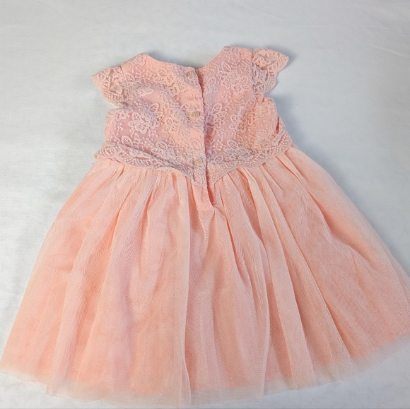 4/$15 18-24M George Sparkle and Lace Tulle Dress Shirt Sleeve Wedding Peach Pink - Picture 3 of 7